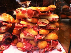 Madrid Spagna Spezio panino baguette con prosciutto crudo spagnolo